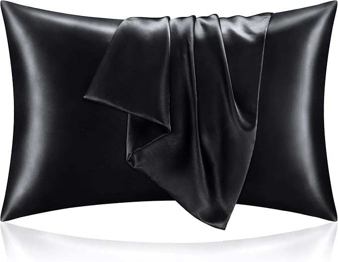 BEDELITE Satin Pillowcase for Hair and Skin, Super Soft and Cooling Similar to Silk Pillow Cases 2 Pack with Envelope Closure, Gift for Women Men(20"x36" King Size, Black) - Bloomnest