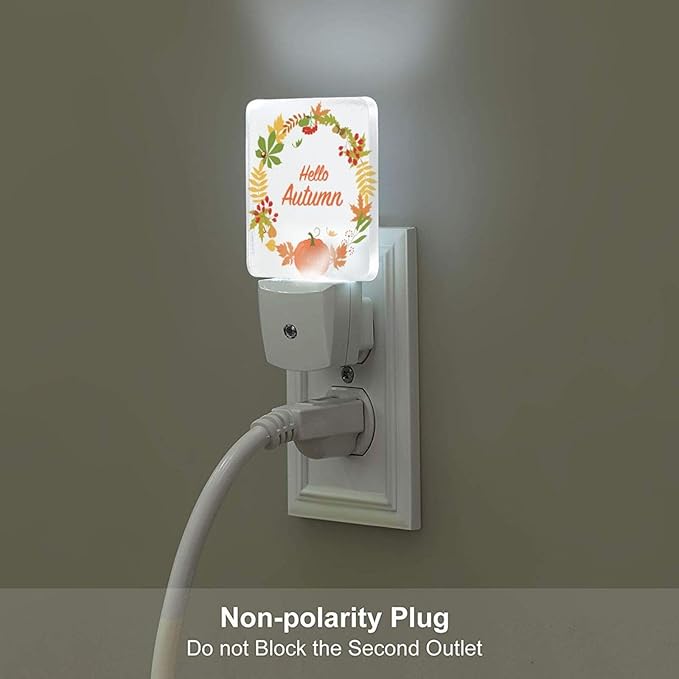 Hello Autumn Night Light,Plug Into Wall with Dusk to Dawn Light Sensors, Warm Nightlights for Bedroom, Bathroom, Hallway, Kitchen, Gifts Ideal for Boys Girls Women Men - Bloomnest