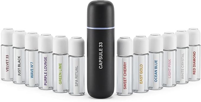 Car Perfume Diffuser, (UPGADED) Air freshener, Waterless Diffuser, Smart Ultrasonic Air Freshener with 6 Premium Fragrances, Automatic (On/Off), Car Gift for Men and Women (Black) - Bloomnest