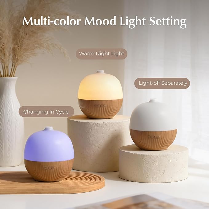 ARVIDSSON Essential Oil Diffuser 2 Pack, 100ml Aromatherapy Diffuser with Mood Light, Ultrasonic Oil Diffusers for Home, Small Diffuser for Essential Oils, Gift for Women - Bloomnest
