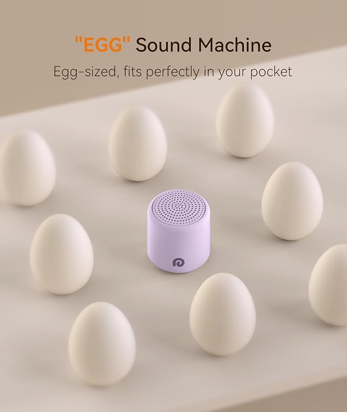 Dreamegg Portable White Noise Machine - Travel Sound Machine for Sleep, Features Powerful Battery, Egg-Sized, 16 Nature Sounds, Timer, Sound Machine for Baby Adults Office Privacy Home Gift (Purple)