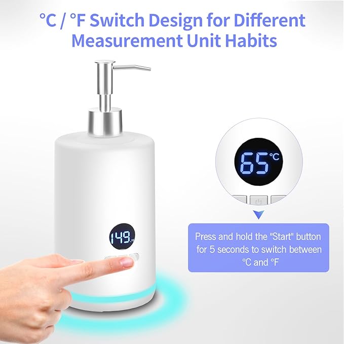 Oil Warmer for Massage, Yofuly Heated Body Lotion Dispenser Device with Gua Sha Roller Set, Electric Massage Oil Gel Bottles Heater with Ambient Lighting, White - Bloomnest