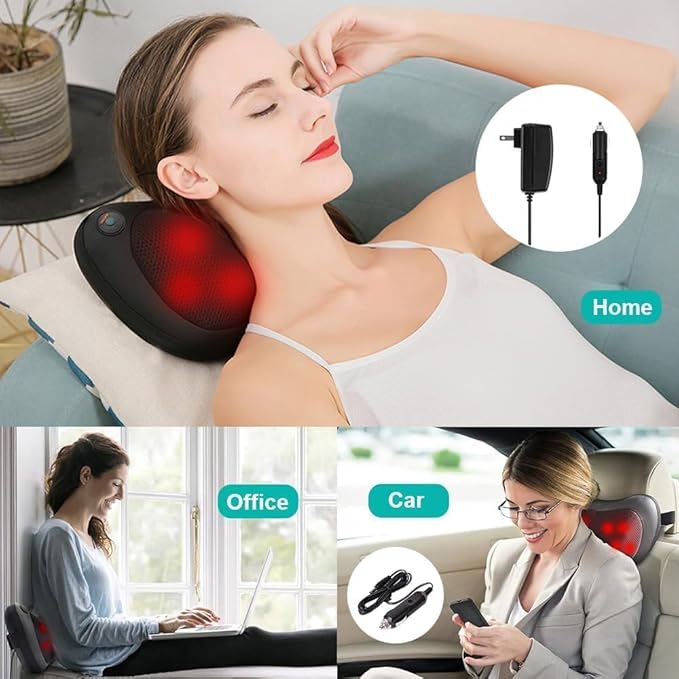 Back Massager with Heat Massagers for Neck - Shiatsu Kneading Massage Pillow for Back, Shoulder, Leg Pain Relief - Body Muscle Pain Relief Use at Home,Car,Office Christmas Gifts for Women/Men - Bloomnest