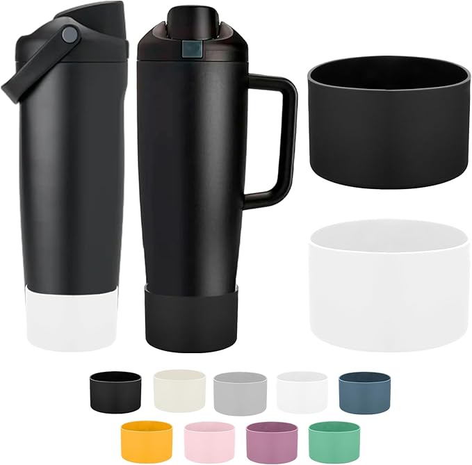 Mity rain 2PCS Protective Silicone Boots for Owala 30oz & 40oz FreeSip Sway Bottles & Tumblers - Accessories for owala, Enhances Stability & Prevents Scratches (Black & White) Mityrain