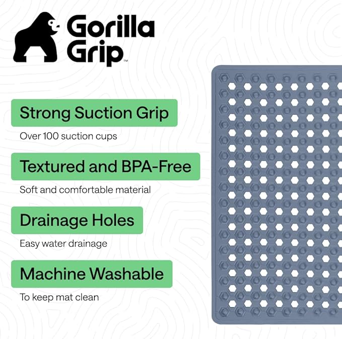 GORILLA GRIP Patented Square Shower Stall Mat, Small Bathtub Floor Mats for Stand Up Showers, Suction Cups and Drain Holes, Machine Wash, Soft on Feet, Bathroom Accessories 21x21 Inch, Sky Blue Opaque - Bloomnest