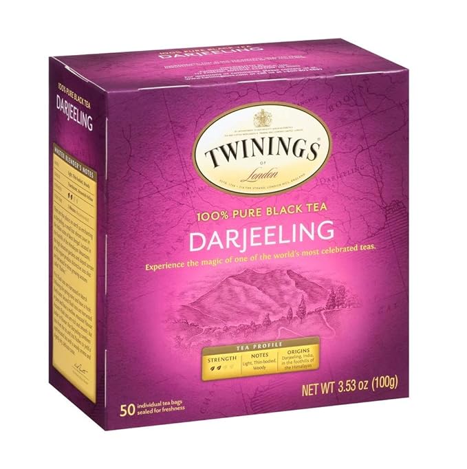 Twinings Darjeeling Tea - A Delicate, Dry Black Tea, Sophisticated Coffee Alternative with Less Caffeine, Individually Wrapped Tea Bags, 50 Count - Bloomnest