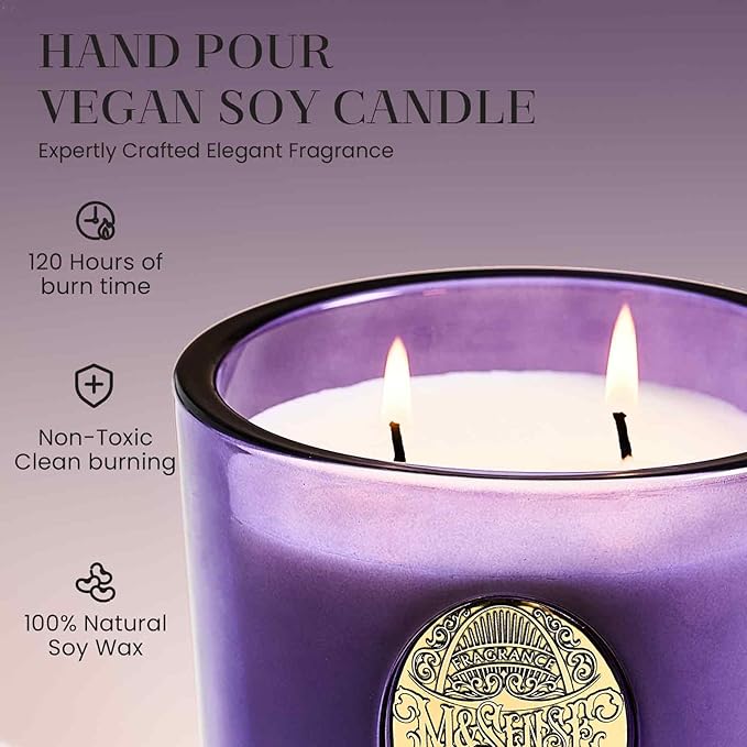 M&SENSE Large Two-Wick Strong Soy Candle | Berry Rose & Purple |19.8 oz, 120H Burn Time | Luxury Scented Candle for Relaxation, Gifting, Home Décor | Ideal for Bedroom, Office, Party Ambiance - Bloomnest