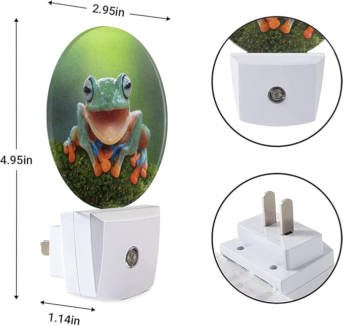 EKOBLA Frog Night Light - Cute Green Pond Animal LED Wall Plug-in Nightlights with Auto Sensor, Dusk to Dawn Lighting for Bedroom, Bathroom & Kitchen - Bloomnest