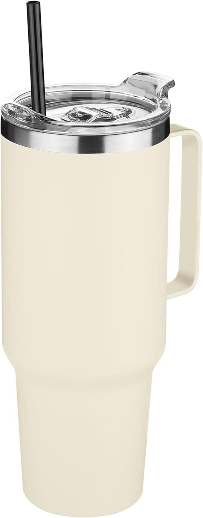 HASLE OUTFITTERS 40 oz Stainless Steel Tumbler with Handle, Vacuum Insulated Tumblers Bulk, Reusable Double Wall Travel Coffee Mug, Durable Powder Coated Water Bottle(Beige, 1) - Bloomnest