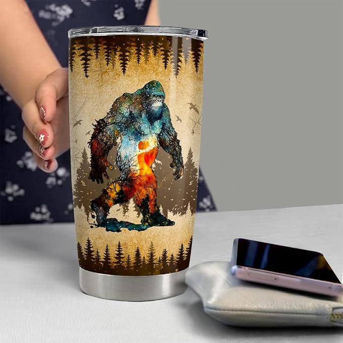 SANDJEST Bigfoot Tumbler Cup 20oz Sasquatch Gifts for Men Stainless Steel Insulated Tumblers Coffee Travel Mug Gift for Birthday Christmas - Bloomnest