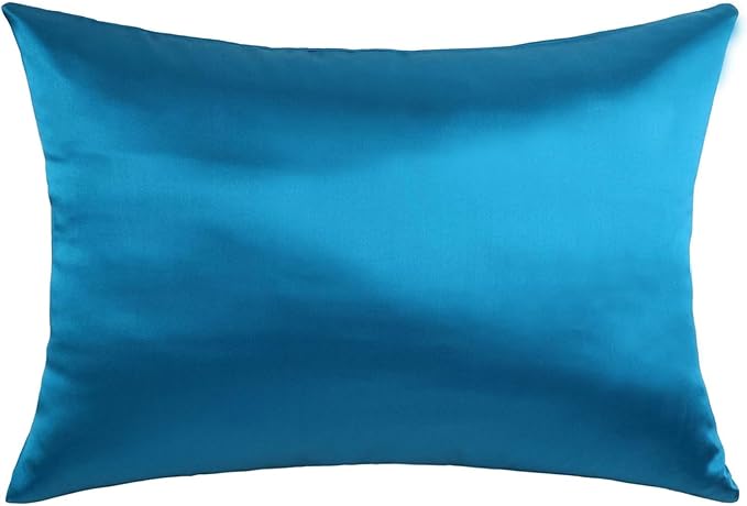 USA Made 100% Silk Pillowcase Peacock, Certified 6A Grade 22 Momme Mulberry Silk Pillow Case for Women Hair and Skin Protection, Anti Face Wrinkle, 1 Pc 20"x26" (Standard, Peacock Blue) - Bloomnest