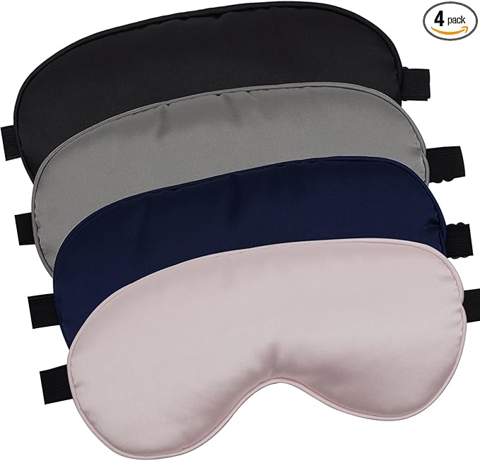 4 Pack Eye Mask for Sleeping Silky Soft Satin Blindfold Adjustable Strap Night Eye Cover for Women Men - Bloomnest