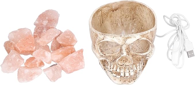 Salt Lamp, Skull Shape LED Night, Stepless Dimming USB Powered, Air Purifier with Negative Ions, Decorative for Bedroom Meditation Relaxation - Bloomnest