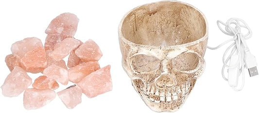 Salt Lamp, Skull Shape LED Night, Stepless Dimming USB Powered, Air Purifier with Negative Ions, Decorative for Bedroom Meditation Relaxation - Bloomnest