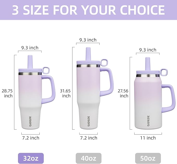 BJPKPK 32oz Stainless Steel Insulated Tumbler with Handle and Straw Travel Coffee Mug Thermal Cups with Lid,Purple Pearl - Bloomnest