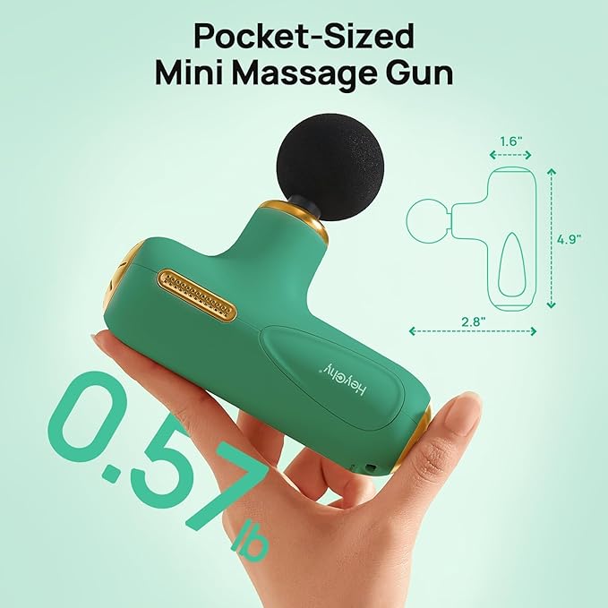 Super Mini Massage Gun Deep Tissue, Pocket-Sized Muscle Massager with 5-Speed & 4 Heads, Portable Handheld Massager Quiet for Home/Gym/Travel, Ideal Gift for Men & Women, Athletes, Green - Bloomnest