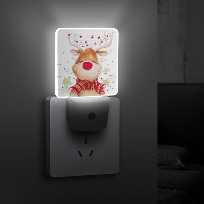 Christmas Deer Night Light, Plug into Wall Decor Nightlights for Bedroom, Bathroom, Hallway, Kitchen, with Dusk to Dawn Light Auto Sensors LED Night Lights for Boys Girls Women Men Room Gifts - Bloomnest