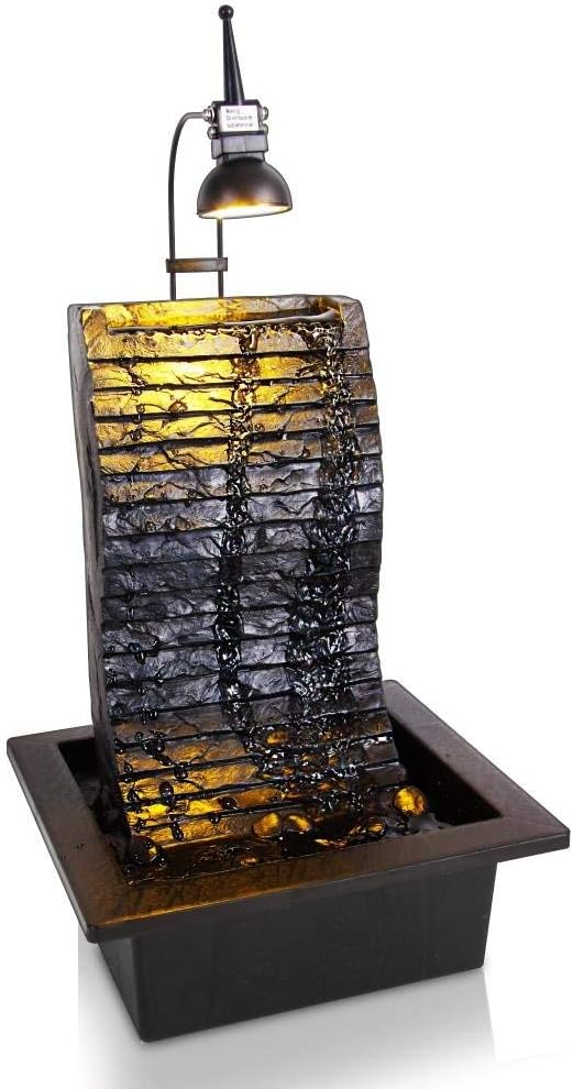 SereneLife Tabletop Water Fountain, Home Decor Soothing Sound Machine with Automatic Pump, Zen Relaxing Decor for Meditation, Perfect Holiday Thanksgiving Christmas Gift, 11" Tall