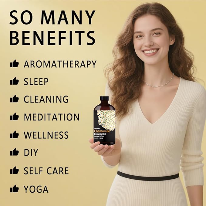 Chamomile Essential Oil, Chamomile Oil 4 Fl Oz 120ML for Diffuser Humidifier Yoga Cleaning DIY Candle Soap Making Perfume Gift for Women Essential Oils - Bloomnest