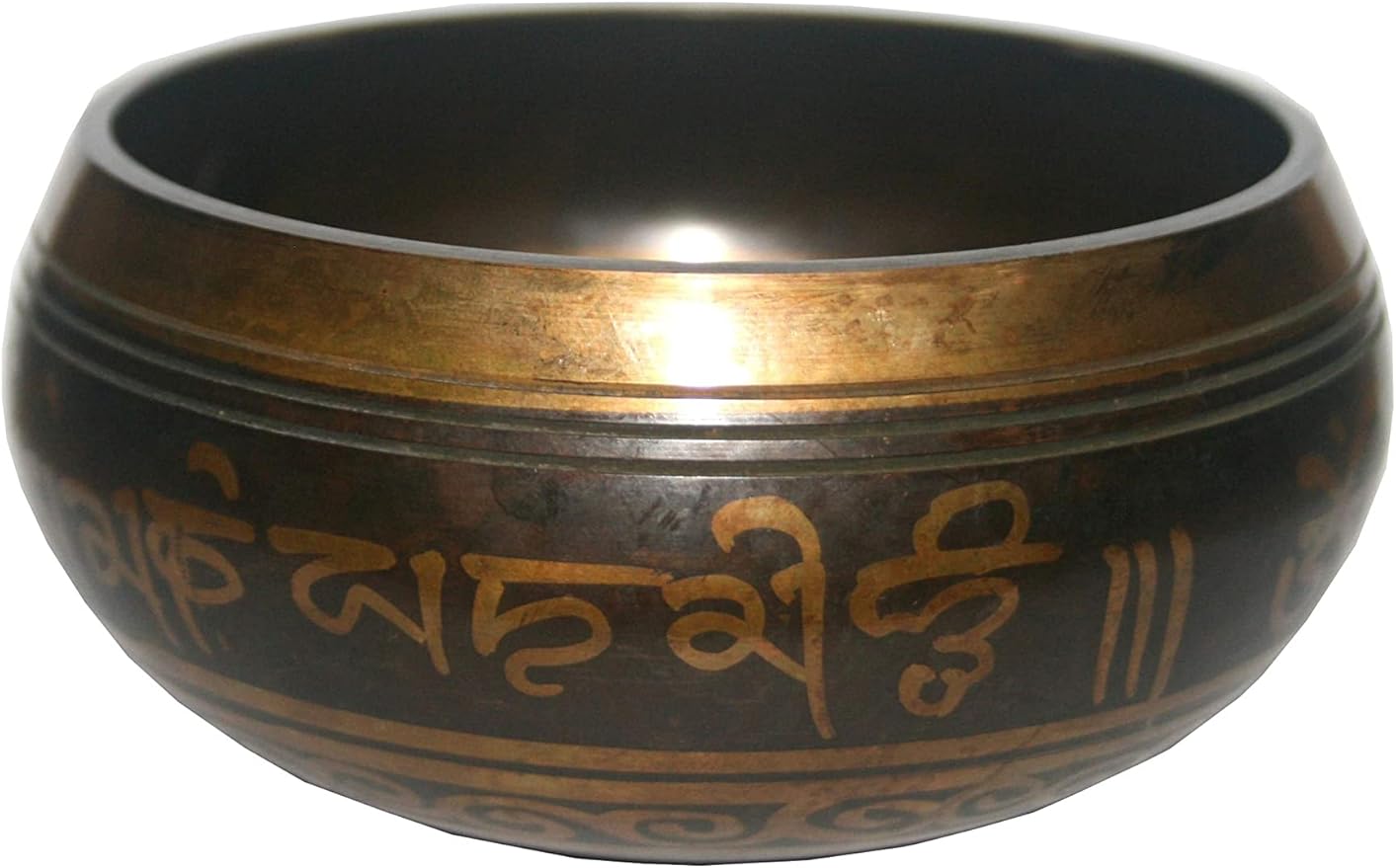 3013 SB 'G' Note Throat Chakra Antique Tibetan Auspicious Symbol Bowl Set ~ Nepal - Bloomnest