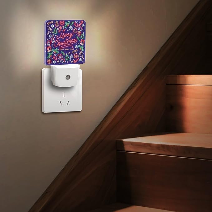 Merry Chrismas Night Light, Plug into Wall Decor Nightlights for Bedroom, Bathroom, Hallway, Kitchen, with Dusk to Dawn Light Auto Sensors LED Night Lights for Boys Girls Women Men Room Gifts - Bloomnest