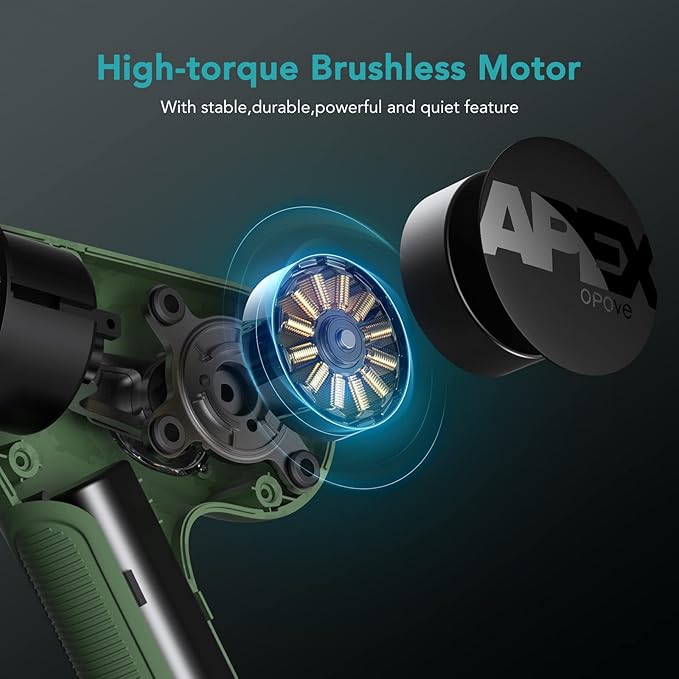 Opove Massage Gun Fascia Percussive Muscle Massager 14.5mm for Back Pain Relief Workout Recovery in Gym Home Office Daily Massage, Ergonomic for Effortless to Use, Apex Green - Bloomnest