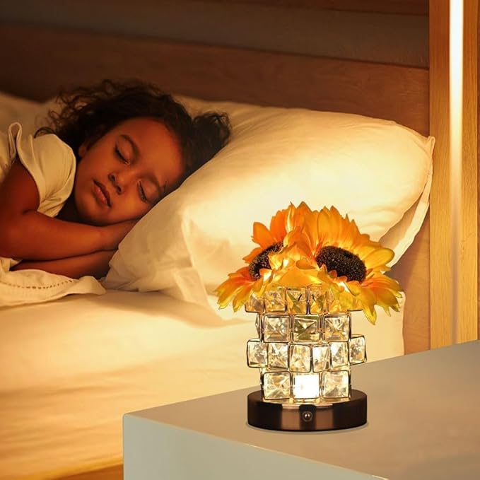 Flower Lamp with USB Charge,3-Colour Infinitely Dimmable Artificial Sunflower LED Table Lamp,Rechargeable Cordless Touch Small Night Light,Gift Ideas for Mothers Day,Xmas,Birthday (Sunflowers01) - Bloomnest