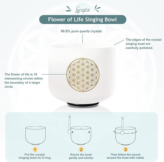 Singing Bowl 432 Hz Chakra 7PCS of 6-12 Inch Flower of Life Sound Bowl Meditation Set for Healing,Free 2 PCS Travel Carry Case Bag. - Bloomnest