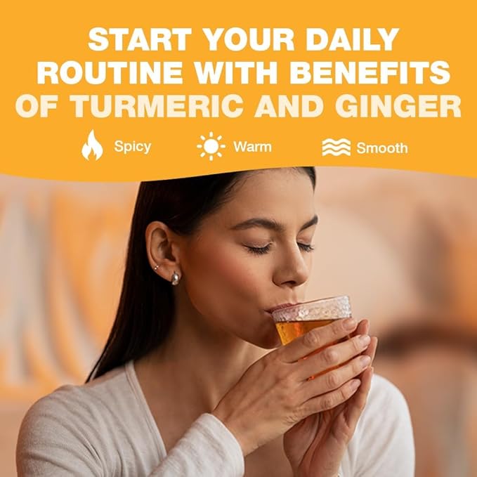 HANDPICK, Organic Turmeric Ginger Tea (100 Tea Bags) | Indian Origin | Caffeine Free, Gluten Free, Non-GMO | Savory & Spicy I Ecofriendly round tea bags - Bloomnest