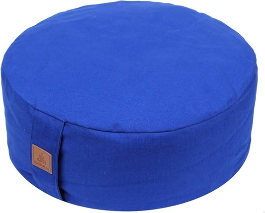 Zafu Buckwheat Meditation Cushion,D=13"/16" H=5.5",Round Zabuton Meditation Pillow,Yoga Bolster Kneeling Pillow Premium Yoga Pillow for Sitting on Floor Zippered Cotton Cover - Bloomnest