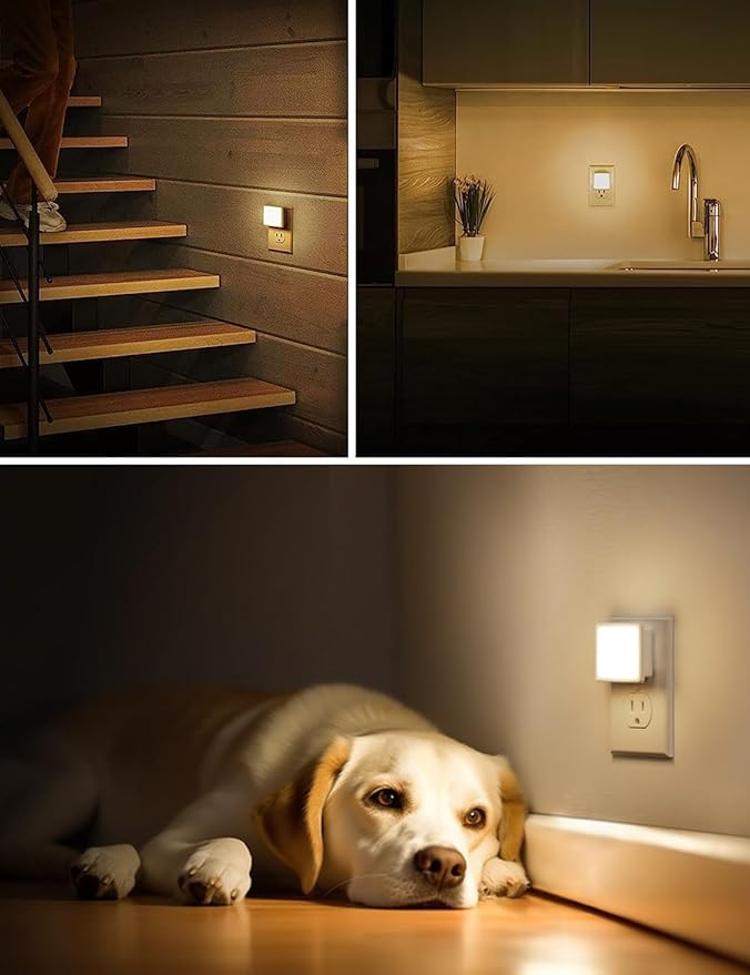 L LOHAS LED Night Lights Plug into Wall 2-Pack, 0.3W Plug in Night Light, Dusk to Dawn, 3000K Soft White, Bright Nightlight Auto-On/Off, for Adults Kids Room Bedroom Bathroom Hallway Kitchen, Non-Dim - Bloomnest