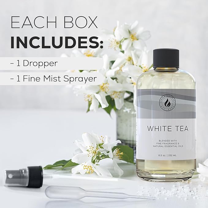 Aroma Country White Tea Diffuser Oil - Luxury Essential Oils for Diffuser Refill & Air Freshener Room Spray, Long-Lasting, Natural Home Fragrance and Hotel Scent for Diffusers & Machines (4 Fl. oz) AromaCountry