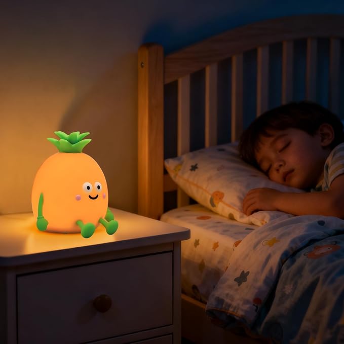 Cute Small Pineapple Fun Night Light - Dimmable RGB Touch Control Lamp, USB Rechargeable, Idea for Home, Office, and Gift - Bloomnest