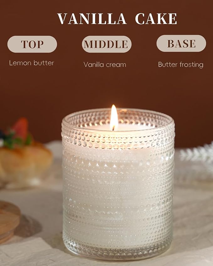 Vanilla Cupcake Scented Candle for Women, Natural Soy Vanilla Candles for Home Scented, Aromatherapy Candles in Glass Over 60 Hours Burn Time Ideal for Gifting - Bloomnest