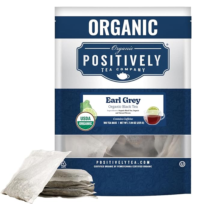 Organic Positively Tea Company, Earl Grey Black Tea Bags, 100 Count - Bloomnest