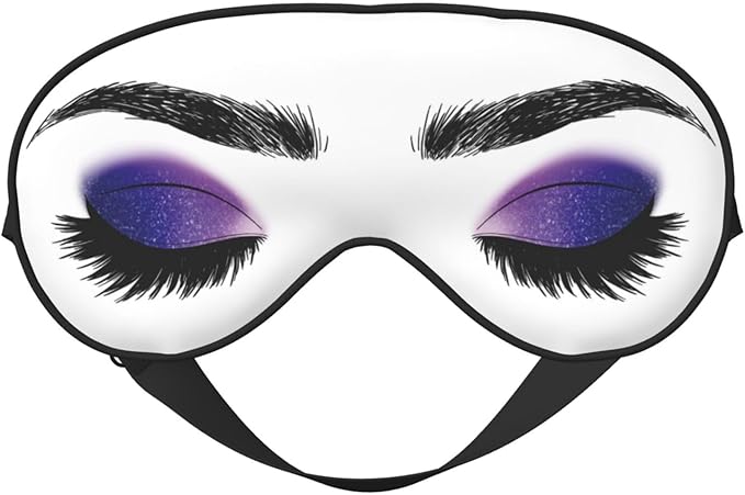 Sleep Eye Mask Purple Eyeshadow Eyelash Sleep Mask for Women Men Comfortable Eye Mask with Adjustable Strap Soft Eye Cover Blindfold for Travel Yoga Nap Shift Work - Bloomnest