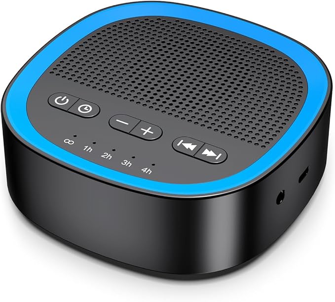 Sleep White Noise Sound Machines with 30 Soothing Sounds 3.5 mm Headphone Jack 5 Timer Settings 32 Precise Volume Memory Function Compact Design Ideal Gift for Everyone