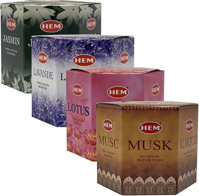 TRUMIRI Incense Cones, 4 Sets of 40 Cones Each, Variety Pack (Jasmine, Lavender, Lotus, Musk) for Waterfall and Mat Bundle TRUMIRI