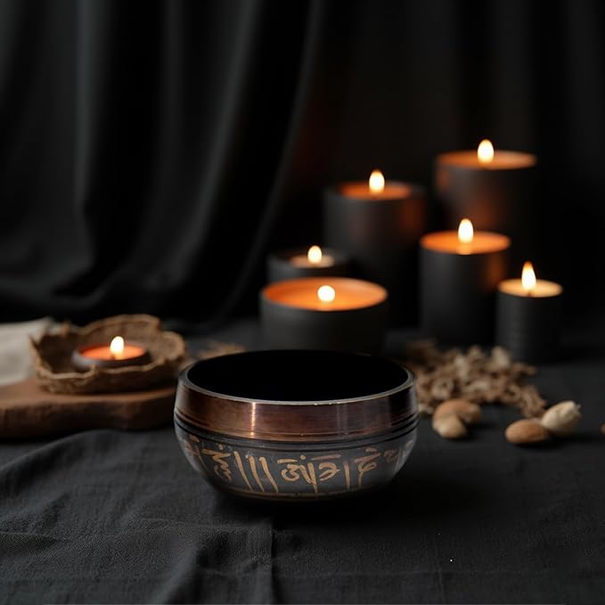3.15 inch Tibetan Singing Bowl Set, Authentic Handmade Meditation Bowl Stress Relief Yoga Set with Striker & Cushion for Sound Therapy, Chakra Healing, Spiritual Gatherings - Bloomnest