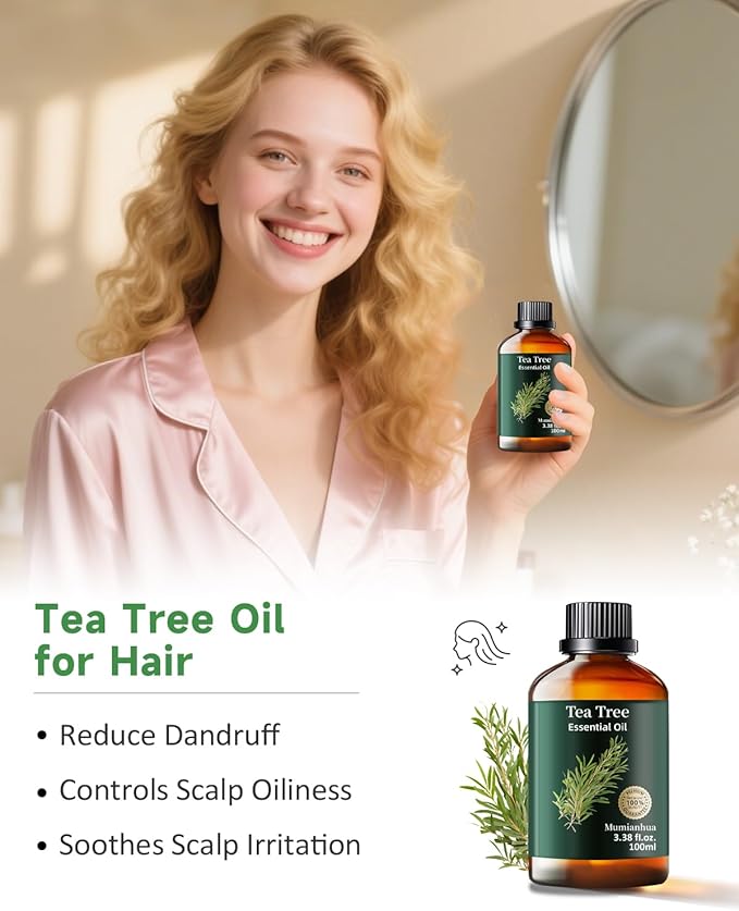 Tea Tree Essential Oil Pure Mumianhua Natural Tea Tree Oil for Diffuser, Aromatherapy, Skin, Face, Toenails, Foot Soak and DIY Soap Making 3.38 Fl Oz - Bloomnest