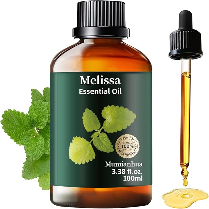 Melissa Essential Oil Pure, Mumianhua Natural Therapeutic Melissa Oil for Skin, Body, Hair Care, Diffuser, Aromatherapy,Candle, Soap, Making, DIY, Massage, Sauna 3.38 Fl Oz - Bloomnest