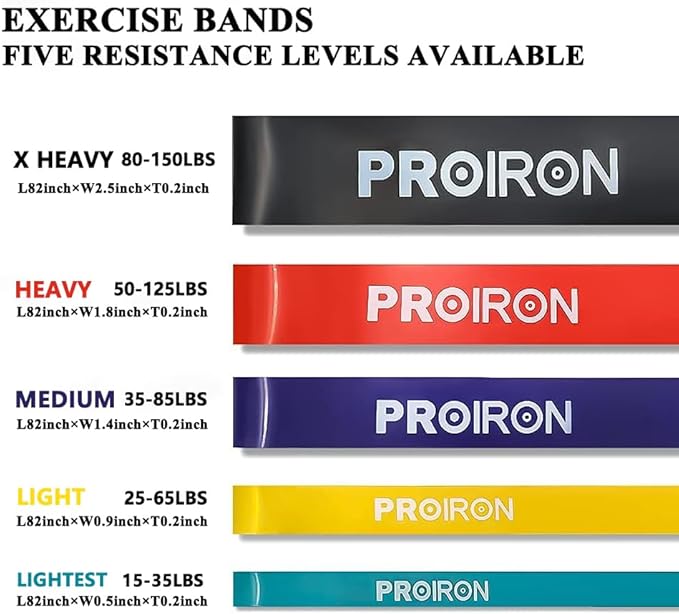 PROIRON Resistance Bands Pull Up Assistance Bands Comfortable Anti-Slip Exercise Bands for Pull up Dip Squat Gym Workout Physical Therapy Stretch Bands for Men & Women - Length 82inch（208cm） - Bloomnest