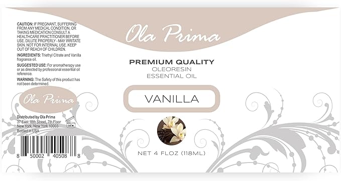 Ola Prima Oils Vanilla Essential Oil 4 oz - Vanilla Essential Oil for Diffuser, Candles, Soap Making, Aromatherapy, and Skin - Bloomnest
