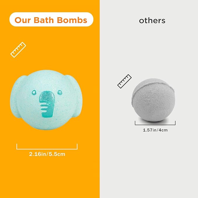 SHUCHING 14 Pcs Colorful Animal Bath Bombs with Surprise Inside, Natural and Organic Bubble Bath Fizzy Balls for Kids, Birthday Christmas Gifts Set for Boys Girls - Bloomnest