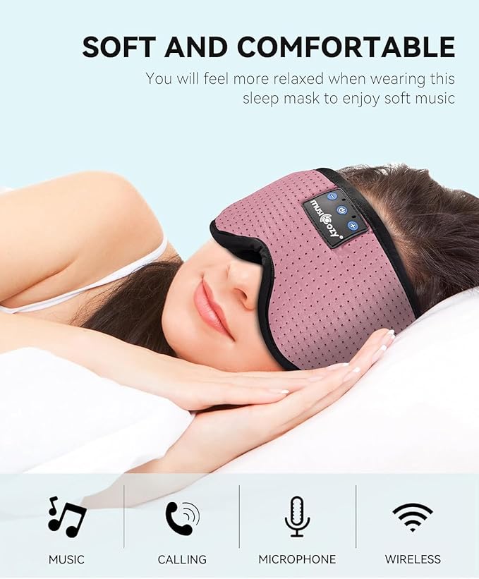 MUSICOZY Sleep Headphones Bluetooth Sleep Eye Mask for Sleeping, Headband Wireless Sleeping Masks Headphones, Earbuds for Side Sleepers Men Women with Speakers Cool Tech Gadgets - Bloomnest
