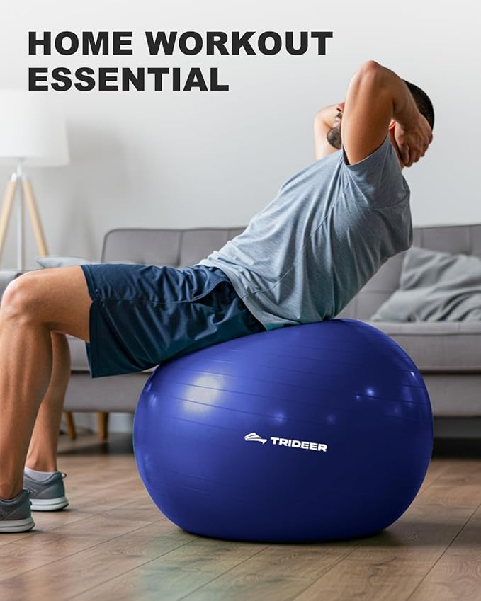 Trideer Exercise Ball for Yoga, Pilates & Fitness – Stability Ball Equipment for Home Gym & Office Chair, Core & Balance Training Accessories, Physical Therapy Equipment, Quick Pump Included, 5 Sizes - Bloomnest