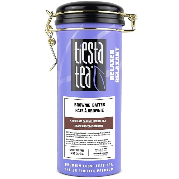 Tiesta Tea - Brownie Batter - Chocolate Caramel Herbal Tea - Loose Leaf Tea Blend - Non-Caffeinated Herbal Tea - Make Hot or Iced Tea Up to 40-50 Cups - 6 oz Refillable Tin - Bloomnest