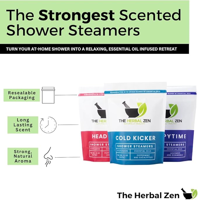 Bulk Shower Steamers with Essential Oils Combo Set by The Herbal Zen (3 Packs of 10 Tablets, Value Set), Bulk Shower Bombs, Relaxation Gift for Women and Men, Birthday Gifts, Mothers Day Gift - Bloomnest