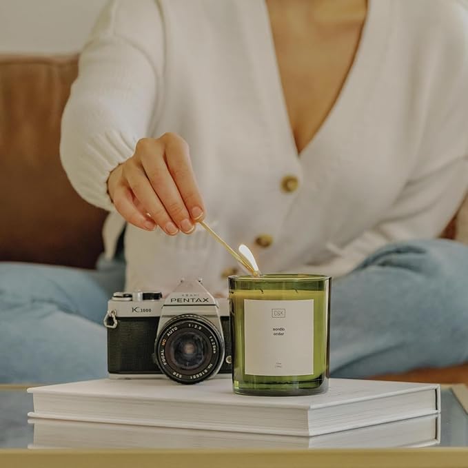 Craft & Kin Green Christmas Scented Candles | 12oz Premium Nordic Cedar Scented Candles for Men | Made with Natural Soy | Holiday Candle Gifts for Men and Women | Nature Collection - Bloomnest