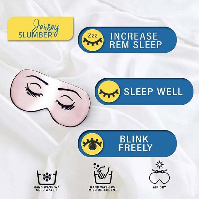 Silk Sleep Eye Mask for Men Women, Comfortable Super Soft Eye Mask with Adjustable Strap, 100% Pure Silk, Works with Every Nap Position, Ultimate Sleeping Aid Blindfold, Blocks Light, Jersey Slumber - Bloomnest
